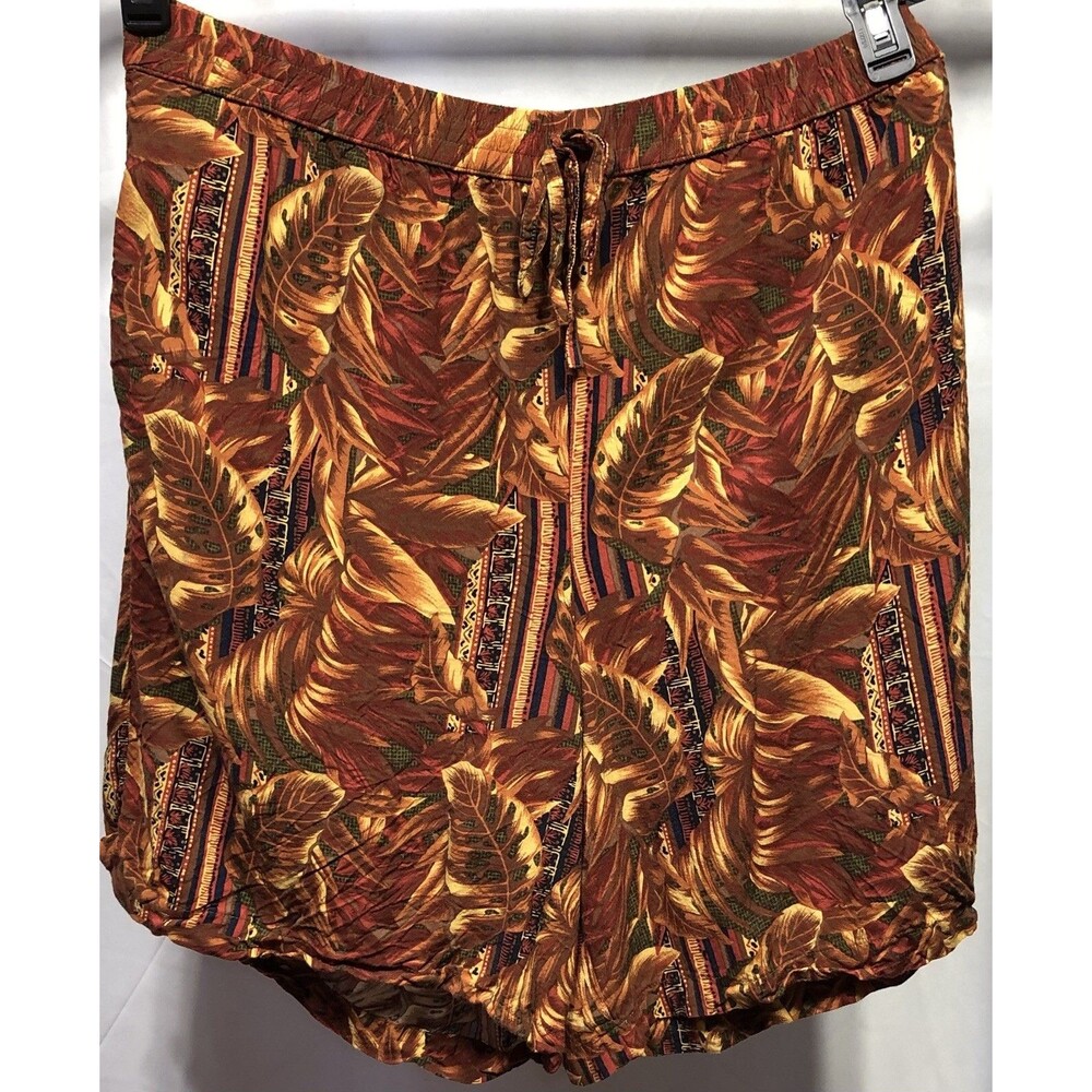 DPS Woman Culottes Shorts 2X Brown Floral 35"W Rayon Summer tropical Hawaiian